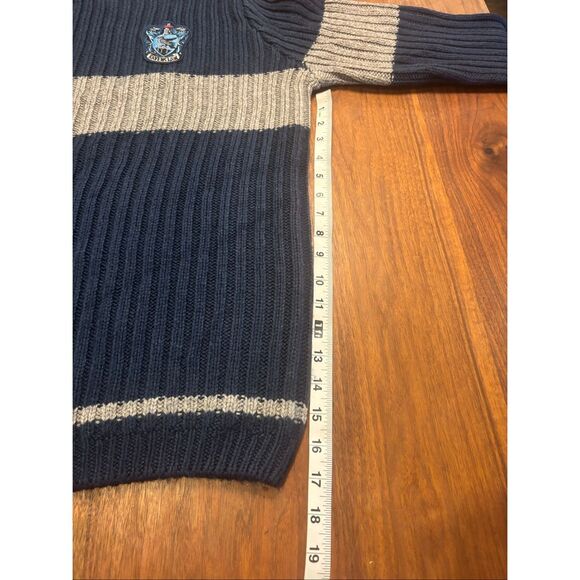 Harry Potter Men's Blue Gray Ribbed Knit Ravenclaw Quidditch Sweater Size Medium - Picture 3 of 8